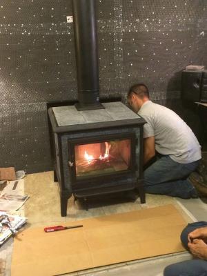 New Hearthstone Mansfield, First Fire. Brett Is Putting On The Final Touches