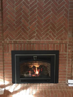 34 DVL Gas Insert With Wilmington Carbon Patina Face, One Piece Panel, EmberFyre Burner And Brick Fireback