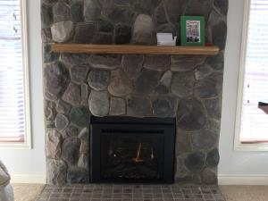 Travis 616 GSR2 Gas Insert With Rectangular Bevel Black Face, Driftwood Log Set, One Piece Panel Set And Brick Fireback