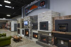 Multiple fireplace displays inside Emmett's Energy